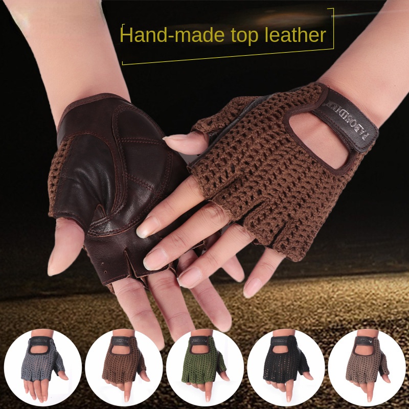 Unisex Summer Half Finger Retr - Leather Driving Glove review and price